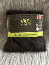 Athletic Works Thermal Underwear Set Boys Size Medium Black Waffle Pajama Set