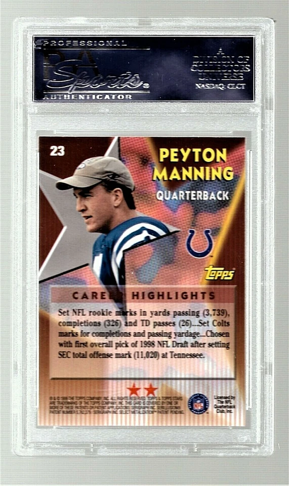 1999 TOPPS STARS FOOTBALL CARD #23 HOF PEYTON MANNING PSA 10 STARCARDS 2 STAR - Image 4 of 4