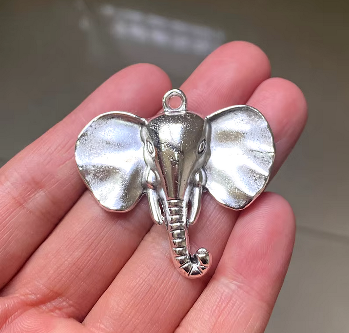 LARGE ELEPHANT HEAD EAR ANIMAL FACE Pendant On 925 Sterling Silver 20