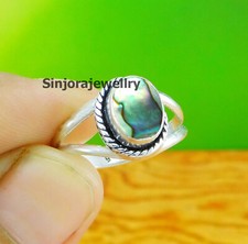 Abalone Shell Gemstone 925 sterling silver handmade Gift Ring US size 5 to 10