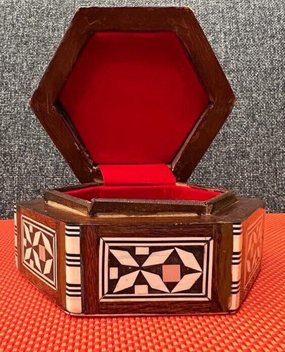 Caja de Madera 100% Hecha a Mano Arabisco Diseño de Trabajo para Joyería Coleccionada Clásica De Colección - Imagen 4 de 9