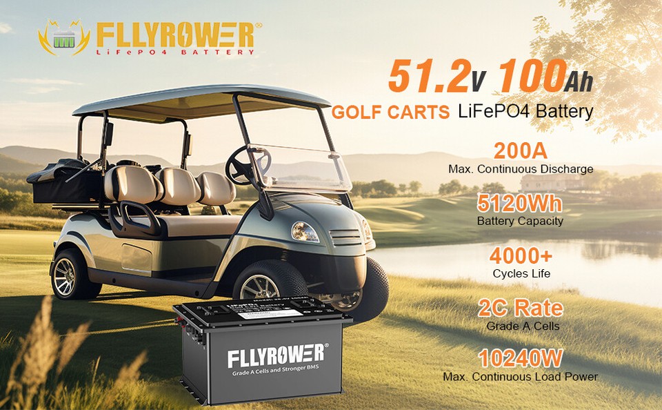 Lifepo4 48V 105AH Golf Cart Battery with 200A BMS 15000+ Deep Cycles+ ...