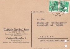 Limbach-Oberfrohna, Postcard 1956, Wilhelm Nordt & Sohn Electric Motor Repair
