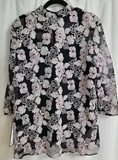 Alex Evenings Floral Lace Black/Lt Pink Womens XL Jacket W/Tank Top NWT  (R4)