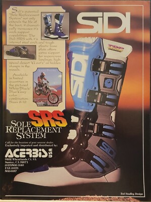 1995 Sidi SRS Sole Replacement System Motocross Boots Ad