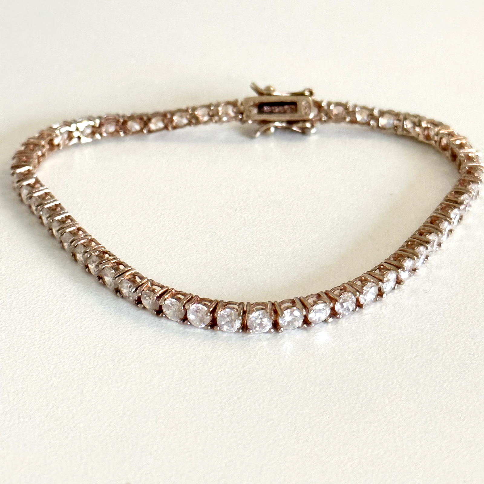 925 Sterling Silver Gold Plated CZ Tennis Bracelet 6.75 Inches