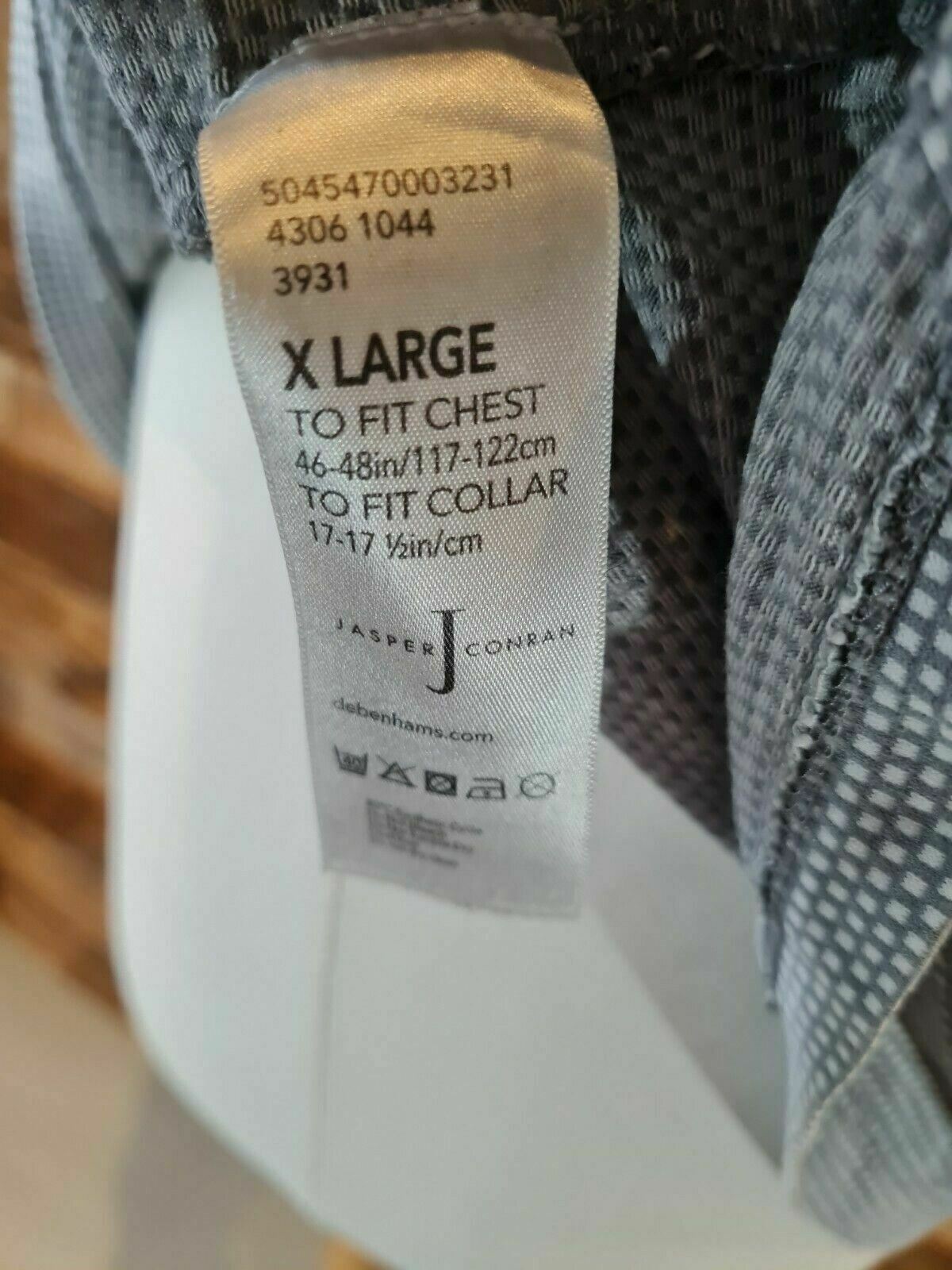 Jasper Conran Men's Grey Patterned Short Sleeve Polo Shirt Size XLarge