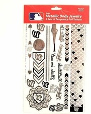Washington Nationals Metallic Body Jewelry Temporary Foil Tattoos, 2 Sheets