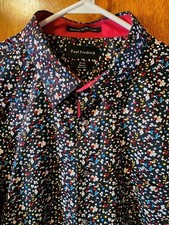 Men's 18x35 Slim Fit Paul Fredrick Black Floral Long Sleeve Button Down Shirt