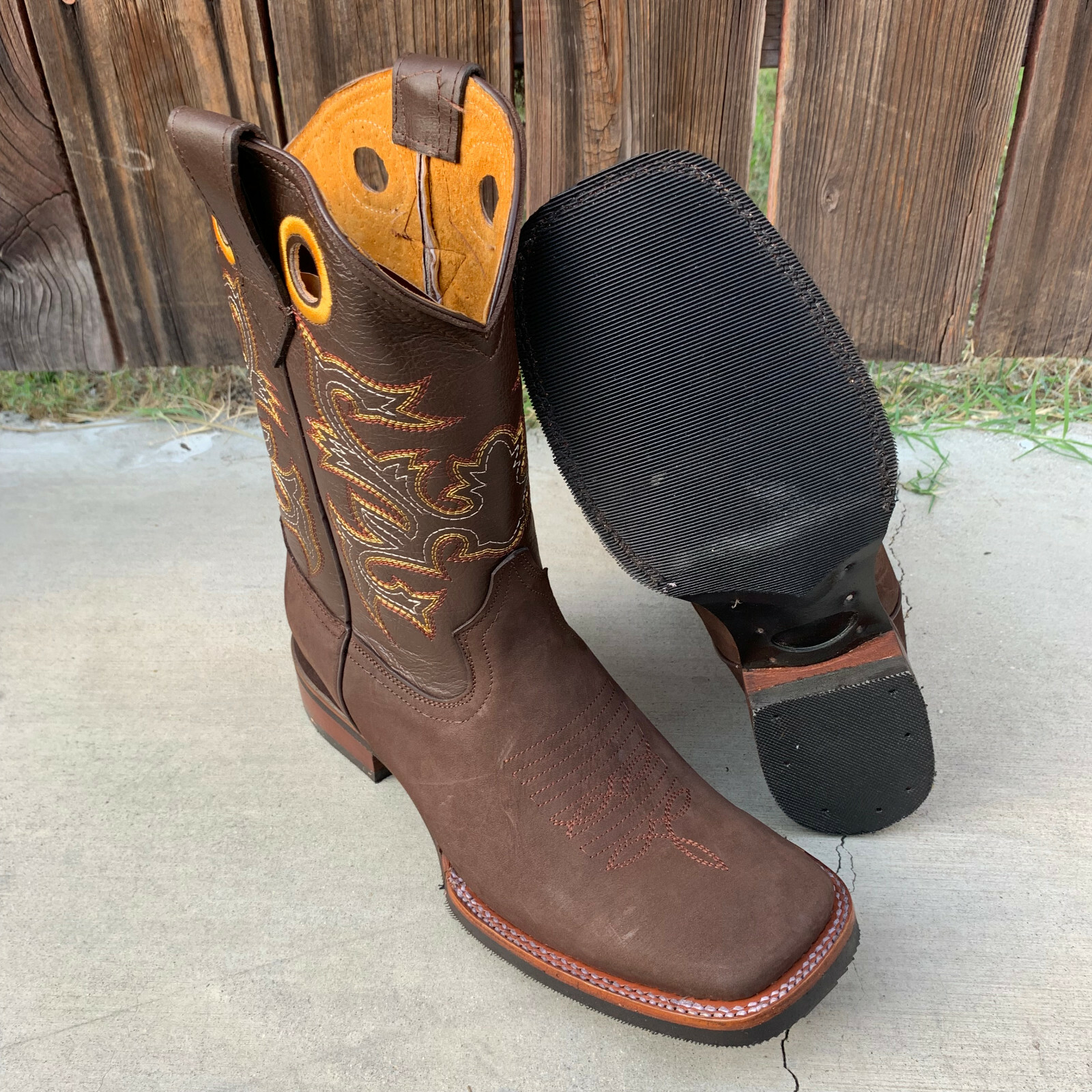 Hombres Bulldog Texas Western Cowboy Botas Cuadradas Anchas Botas Hombre estilo Texas