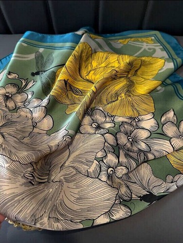 Womens XL 70cm Floral Dragonfly Scarf Headband Shawl Hair Tie Hair Loss DV784 - Imagen 8 de 9
