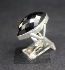 GENUINE BLACK ONYX FACETED RING set in .925 STERLING SILVER FREE SHIPPING  