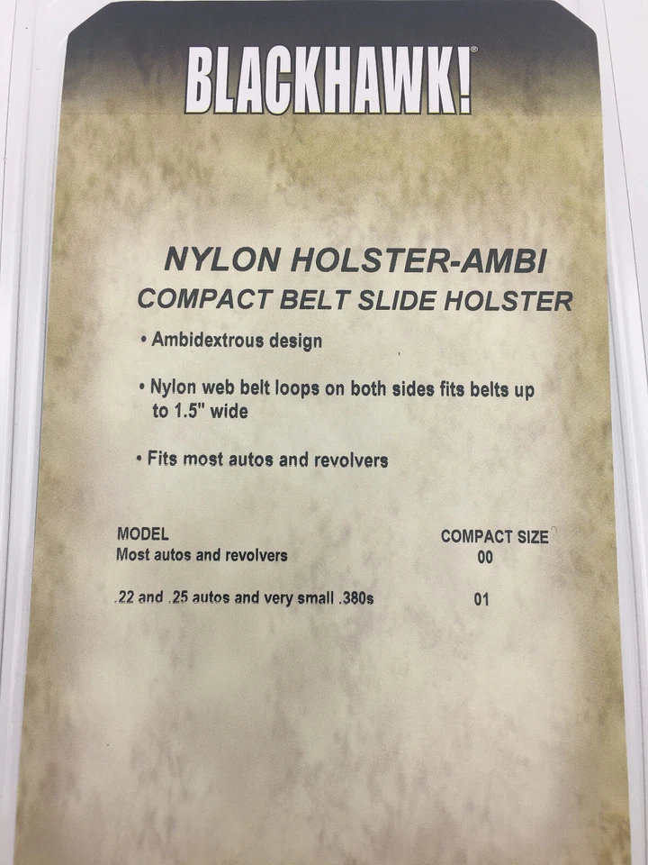 Blackhawk Compact Belt Slide Holster 40CS01BK Ambi for Small Autos: .22 .25 .380 - Image 4 of 4