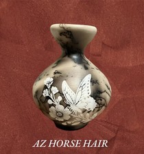Butterfly Navajo Etched Horse Hair Pottery By Artist Yellowhorse made in USA