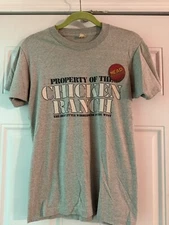 VTG 80s Property of the Chicken Ranch Brothel Las Vegas NV Blue T-Shirt Size Med