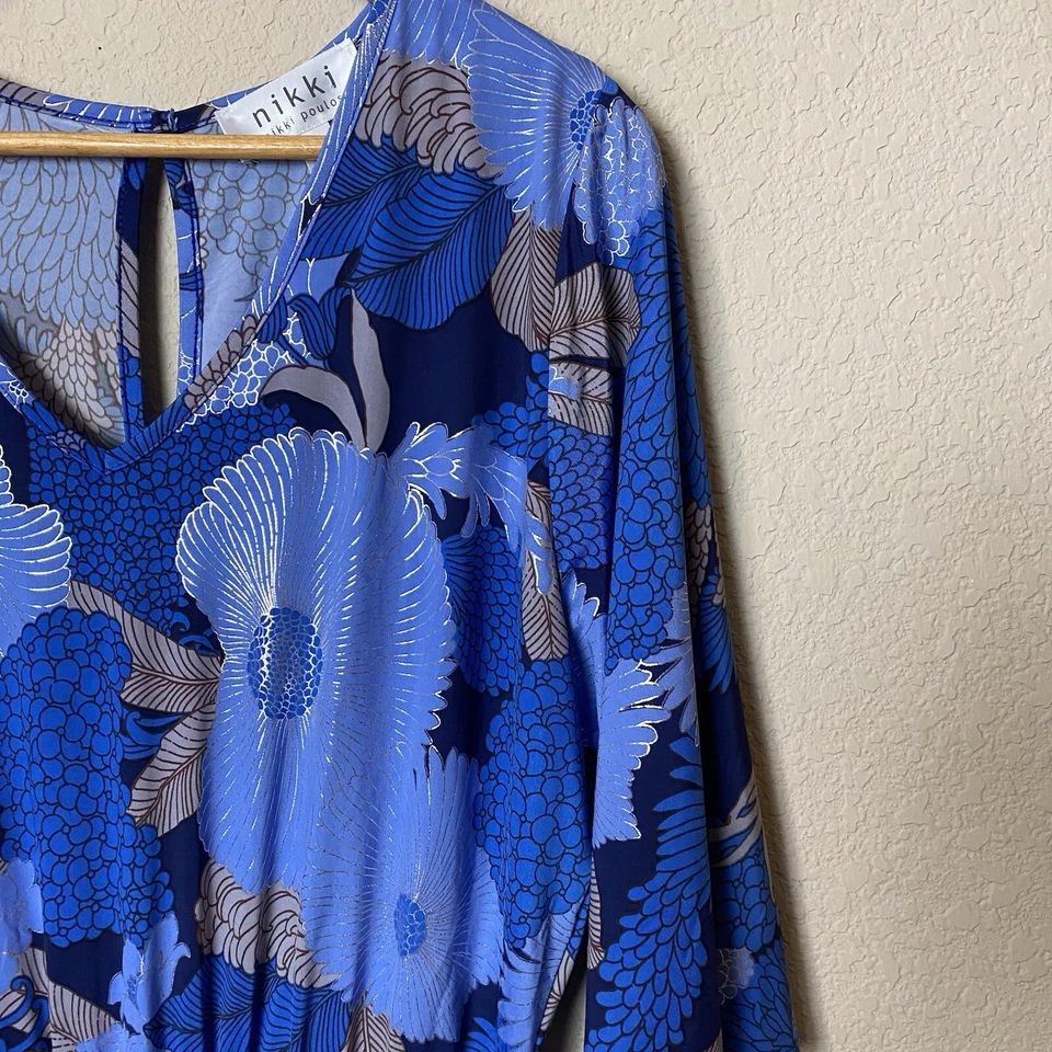 Mono Nikki Poulos Talla Grande Azul Brillante Jersey Tejido Largo con Elástico Foto 3 de 4