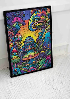 TRIPPY POSTER PRINT IMAGE PSYCHEDELIC BRIGHT ART IMAGE SIZE A3 A4 SIZE ...