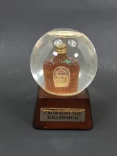 Crown Royal Whiskey Bottle Glass Snow Globe Paperweight Crowning The Millennium