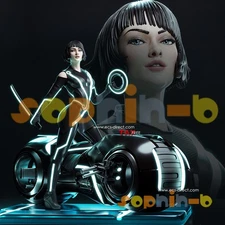 Quorra  on Bike Tron Legacy 1:4 Model Kit Unpainted 3d Print GK Statue Figure