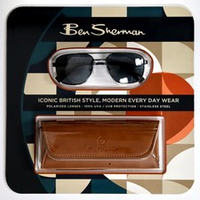 Ben Sherman Polarized Sunglasses Grey Lens 57/18/140 Case Cloth New UVA UVB