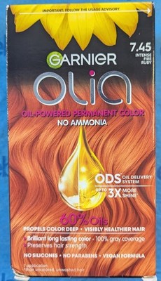 Garnier Olia Brilliant Permanent Hair Color 7.45 Intense Fire Ruby New
