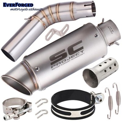 Modified Exhaust Tips Link Pipe Sliver Slip Muffler For 03-15 Suzuki SV650