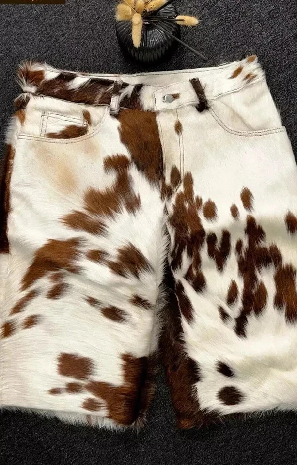 Men's New Natural Leather Shorts Genuine Soft Cowhide Causal Wear Shorts Pant