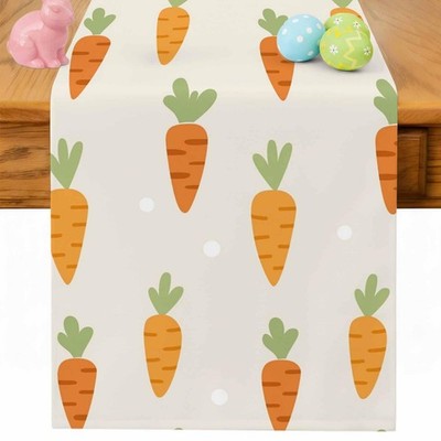 Easter Table Runner Carrot Table Runners Farmhouse Cotton Linen Seasonal Holi...