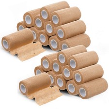 24 Rolls Self Adhesive Bandage Wrap, Vet Wrap 4 Inch 4 x 5 yards, Beige