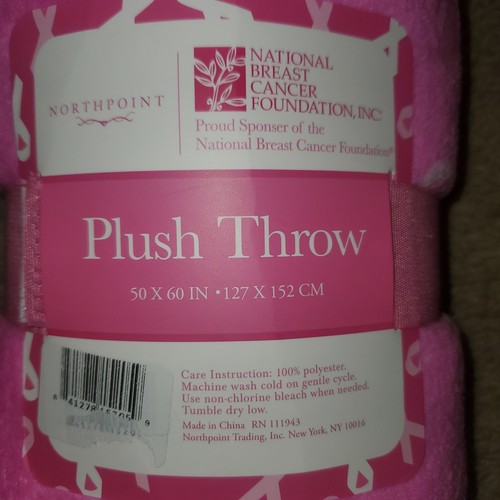 Northpoint Trading Breast Cancer Plush Throw 50"x60" Polyester - Picture 3 of 3
