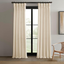 Ivory Raw Linen Light Filtering Curtains 108" Long, 2 Panels for Bedroom  Livin