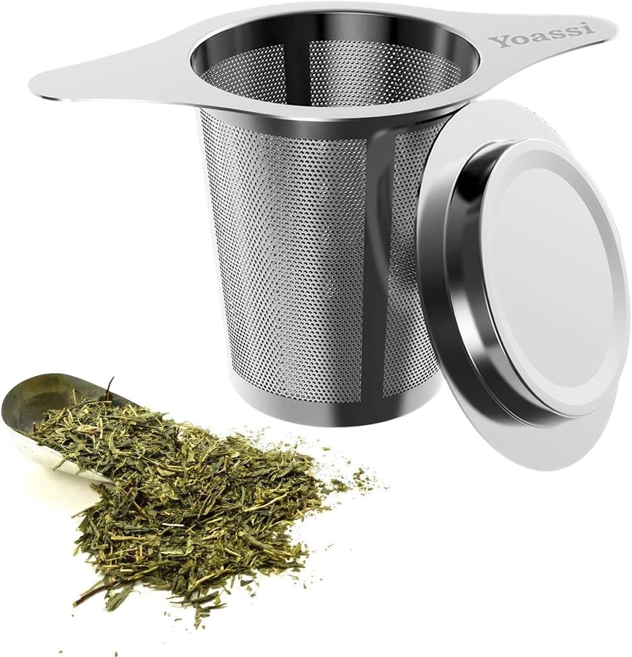 Tea Infuser, 304 Stainless Steel Tea Filter Strainer with Lid and Double Handles