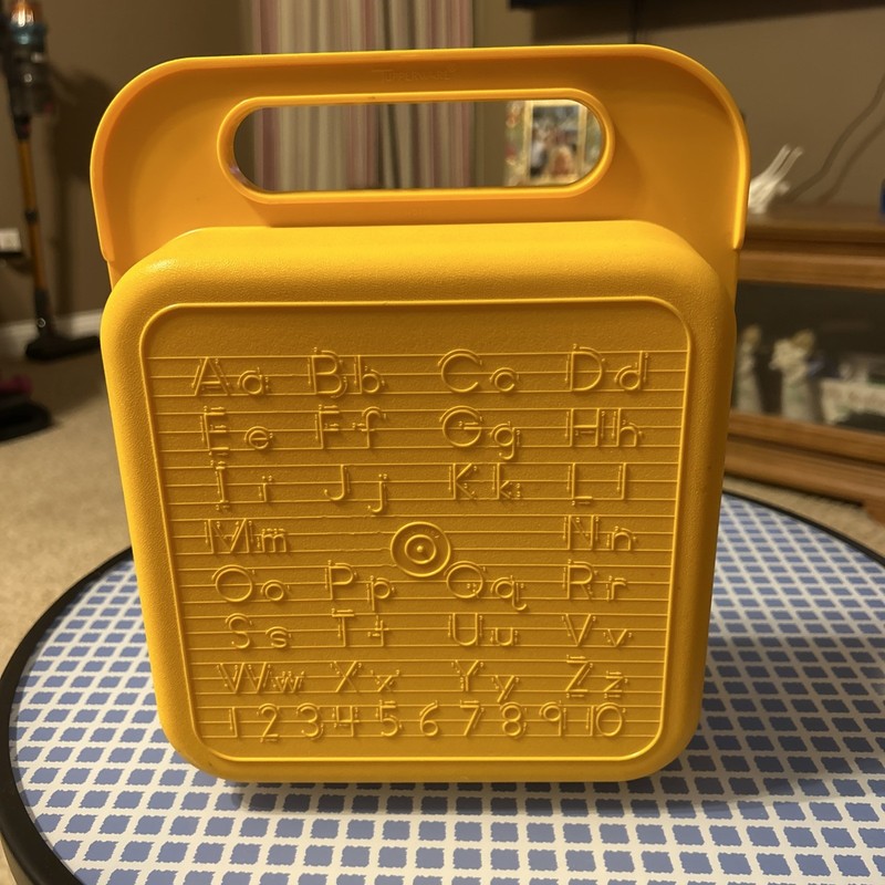 TUPPERWARE Yellow Alphabet Stencil Case Lunch Box Storage Container #1408 