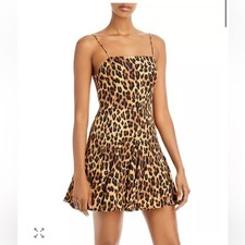 Alice and Olivia Ginny Leopard Print Mini Dress Size 6 Ruffle Party Holiday NYE