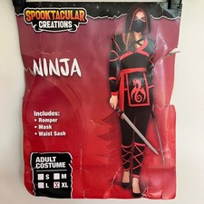 Spooktacular Creations Women Ninja Costume Black Red Dragon Size XL 4-Piece Set