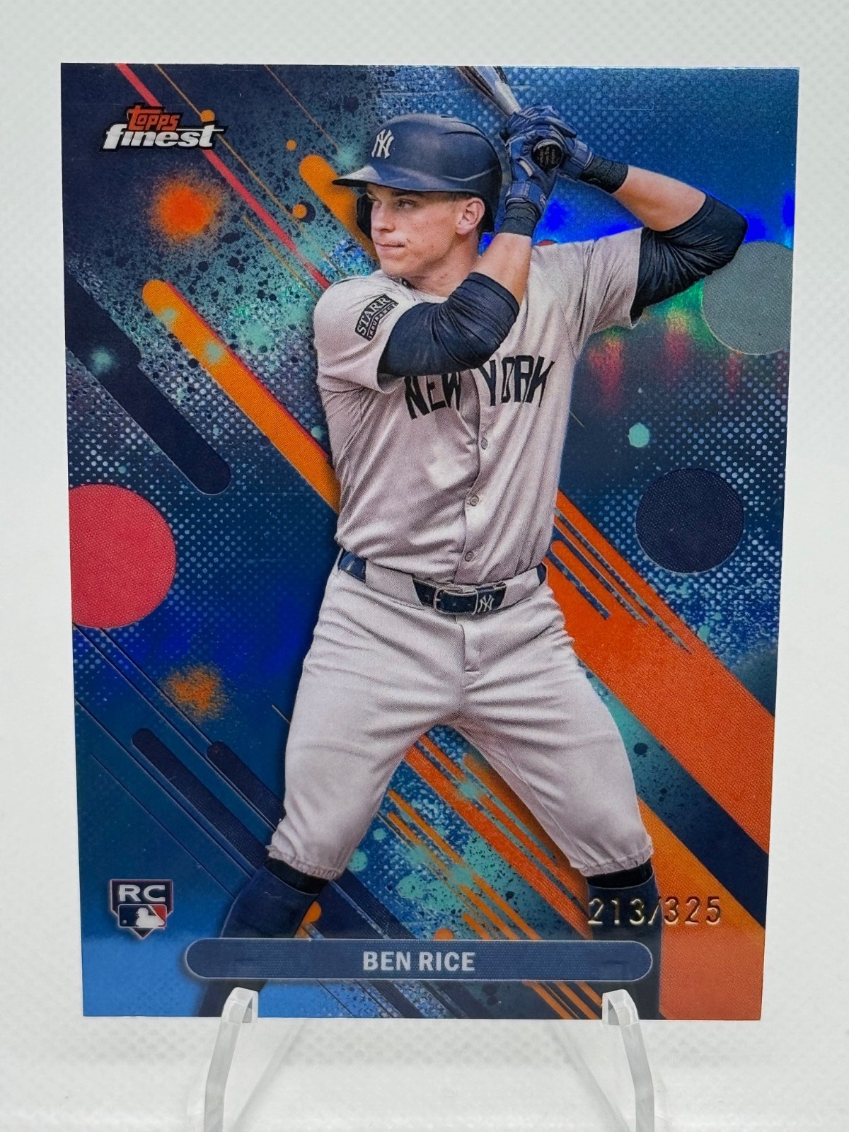 2025 Topps Finest BEN RICE #48 Rookie RC Sky Blue Refractor /325 Yankees