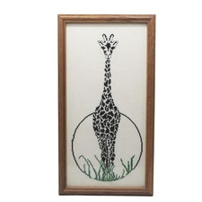 Giraffe Needlepoint Embroidery Framed 1970's 1980's