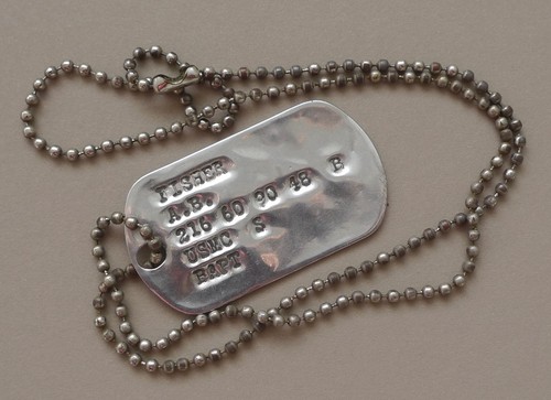 USMC soldier ID dog tag US Marines Corp unknown military era Korean Vietnam?