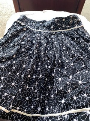 ANTHROPOLOGIE WOMENS SIZE 14 AUTOGRAPH EMBROIDERED VELVET PIPING LINED SKIRT ZIP
