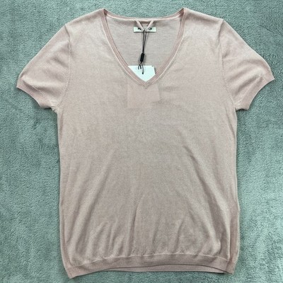 Max & Moi Top Womens 42 Blush Peach Silk Casmere Knit Stretch Cap Sleeve