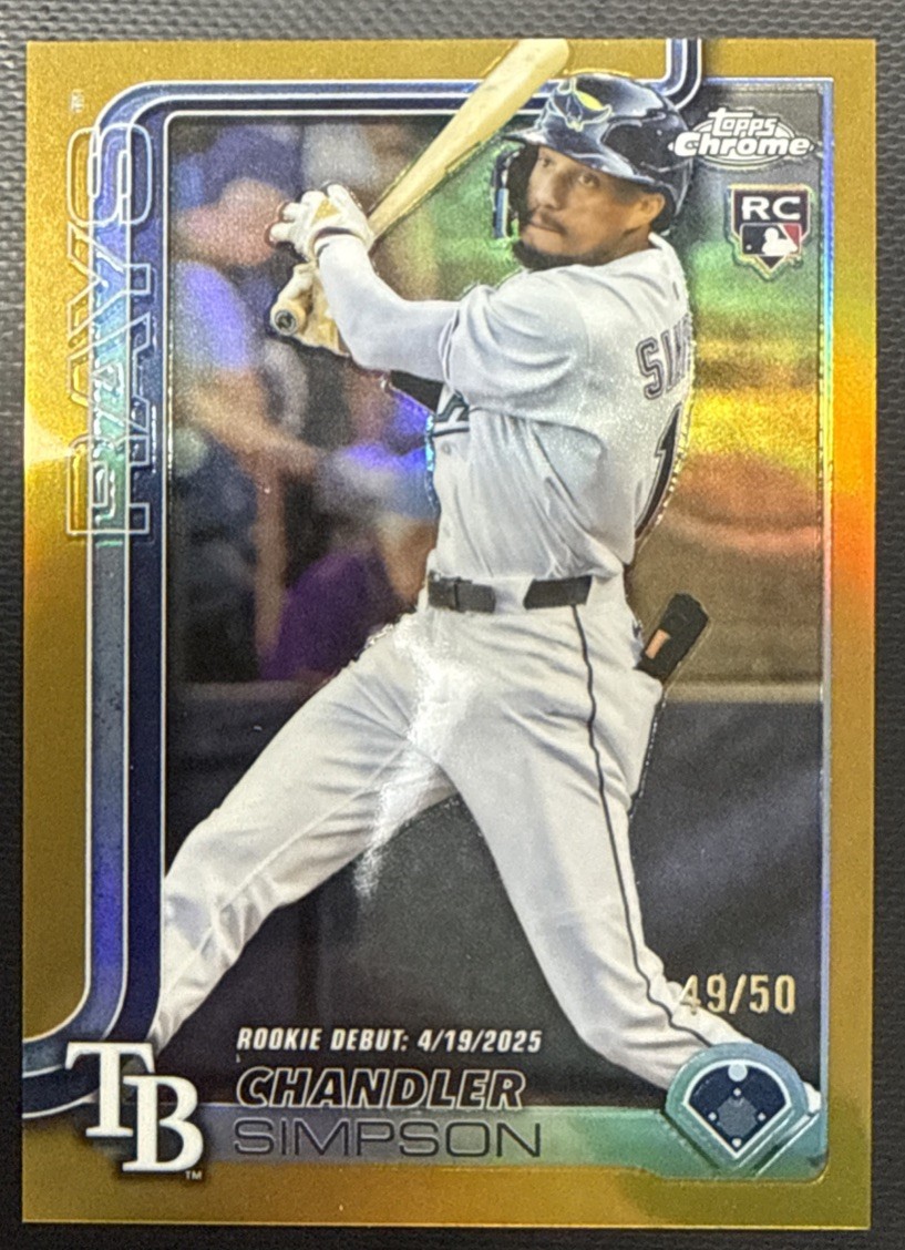 2025 Topps Chrome Update Chandler Simpson Rookie Debut TRUE GOLD SP #’d 49/50