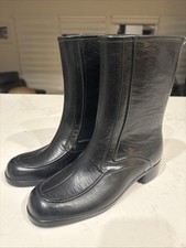 ViNTAGE 1960S BLACK RUBBER WiNTER LiNED RAiN WATERPROOF WELLiNGTON BOOTS L 6