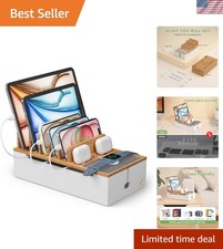 Cable Management Box, Wire Organizer for Cords-Natural White Charge Station...