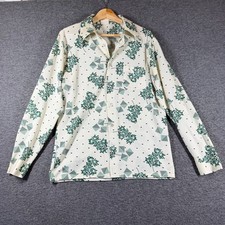 Vintage 70s Sears Kings Road Polyester Club Disco Shirt Mens Large L Long Sleeve