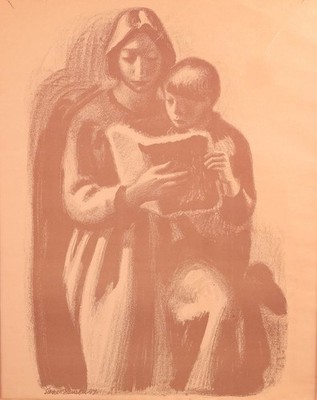 Sikker Hansen, dänischer Künstler. Lithographie auf Papier. Figurative...
