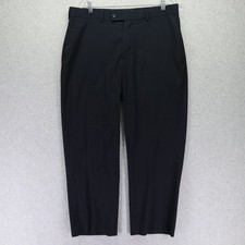 Perry Ellis Portfolio Pants Mens 34x27 Dress Suit Formal Flat Front Blue Plaid