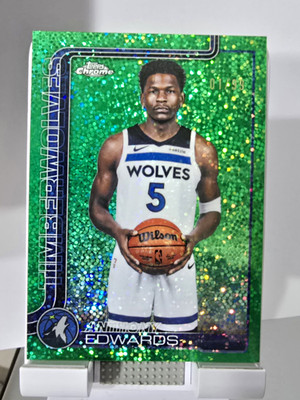 2026 Topps Chrome Update Anthony Edwards Green Sparkle Image Variation 01/99