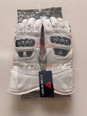 Dainese Druid 3 Inspired Motorcycle Racing Leather Gloves White CE-All Size - Imagen 1 de 4