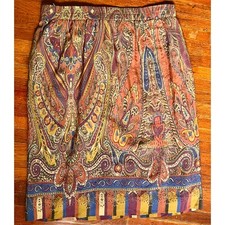 Vintage Deadstock Liz Claiborne Brown Gold Paisley Geometric Skirt 14 Med Large