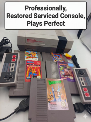 Nintendo NES Konsole mit Disney Spiele Konvolut komplett aufgebaut restauriert